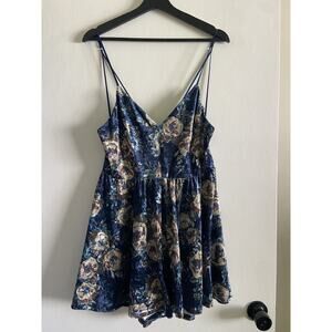 Hommage Crushed Velvet Floral Romper Large Vamp Whimsygoth Fairy Y2K Witchy